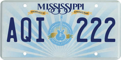 MS license plate AQI222