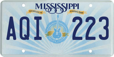 MS license plate AQI223