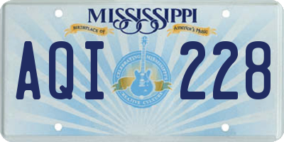 MS license plate AQI228