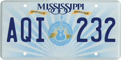 MS license plate AQI232