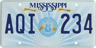 MS license plate AQI234
