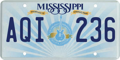 MS license plate AQI236