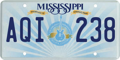 MS license plate AQI238