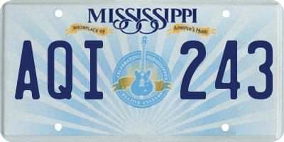 MS license plate AQI243