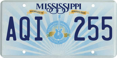 MS license plate AQI255