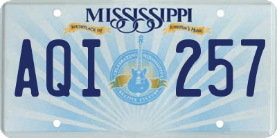 MS license plate AQI257