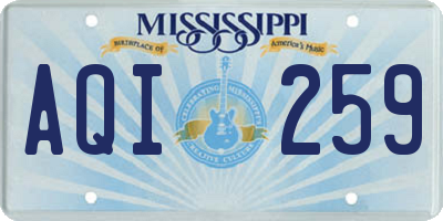 MS license plate AQI259