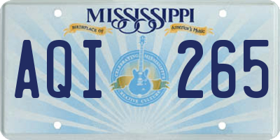 MS license plate AQI265