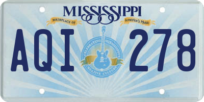 MS license plate AQI278