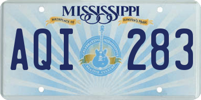 MS license plate AQI283