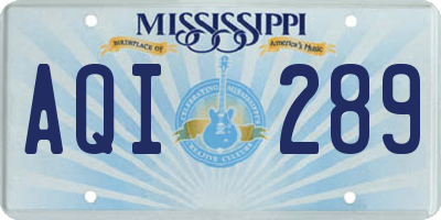 MS license plate AQI289