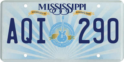 MS license plate AQI290