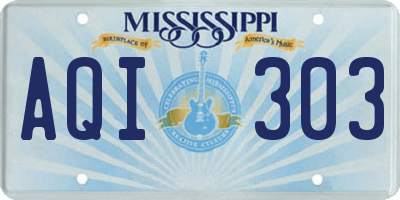 MS license plate AQI303