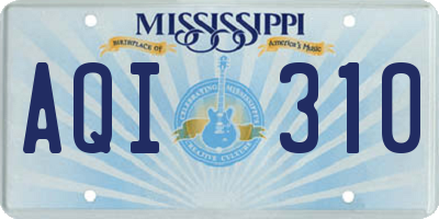 MS license plate AQI310