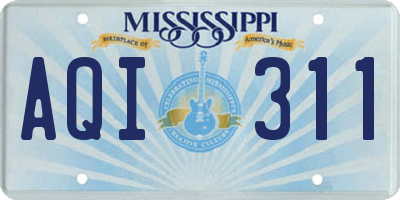MS license plate AQI311