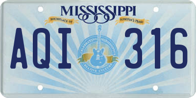 MS license plate AQI316