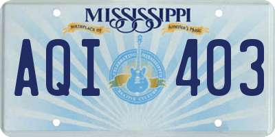 MS license plate AQI403