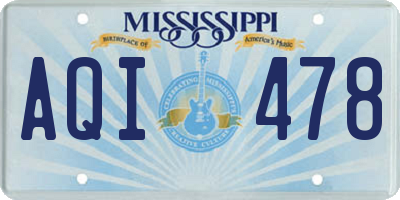 MS license plate AQI478