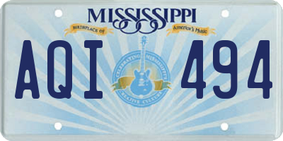 MS license plate AQI494