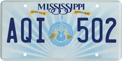 MS license plate AQI502