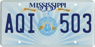 MS license plate AQI503