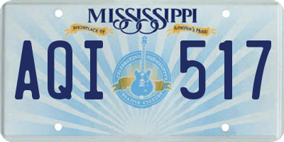 MS license plate AQI517