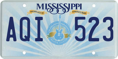 MS license plate AQI523