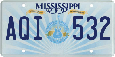 MS license plate AQI532