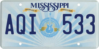 MS license plate AQI533