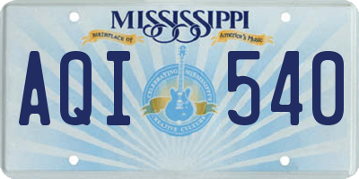 MS license plate AQI540