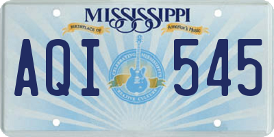 MS license plate AQI545