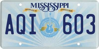 MS license plate AQI603