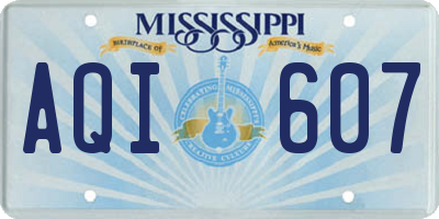 MS license plate AQI607