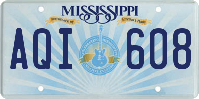 MS license plate AQI608