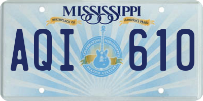 MS license plate AQI610