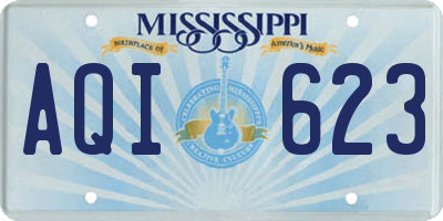 MS license plate AQI623