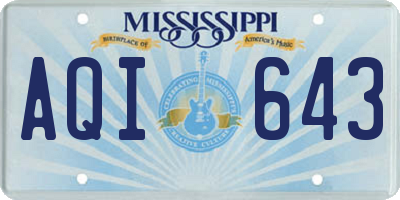 MS license plate AQI643
