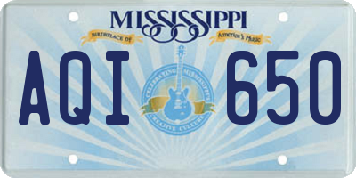 MS license plate AQI650
