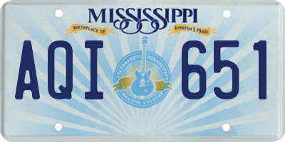 MS license plate AQI651