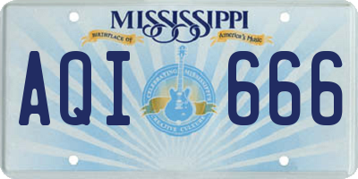 MS license plate AQI666