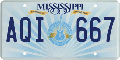 MS license plate AQI667