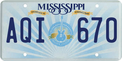 MS license plate AQI670