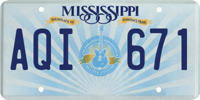 MS license plate AQI671