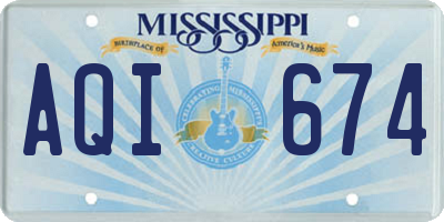 MS license plate AQI674