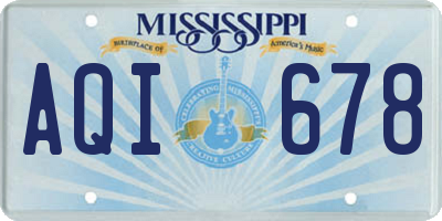 MS license plate AQI678