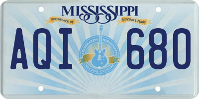 MS license plate AQI680