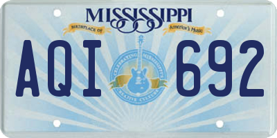 MS license plate AQI692