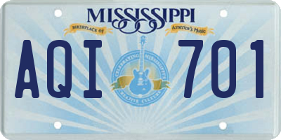 MS license plate AQI701