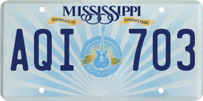 MS license plate AQI703