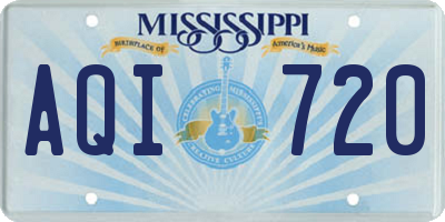 MS license plate AQI720